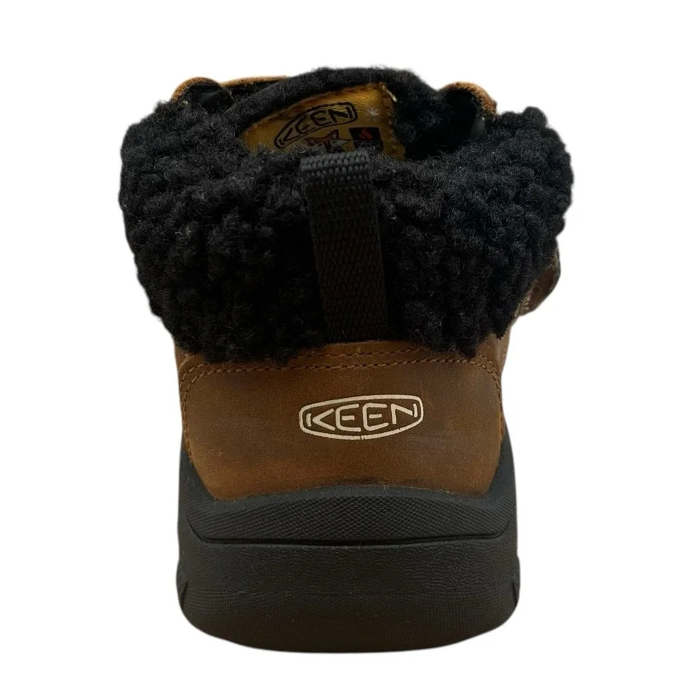 KEEN Toddler Boys Girls Waterproof Leather Boots Size 8 Brown Slip-on Mid Top